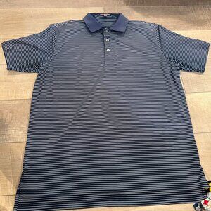 PETER MILLAR MENS BLUE STRIP SUMMER COMFORT STRIPE GOLF POLO DRI FIT SHIRT